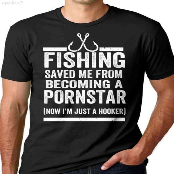 

men's t-shirt fishing saved me from becoming a pornstar funny dad gifts, White;black