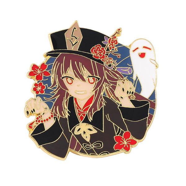 Pins Broschen Spiel Genshin Impact Hu Tao Brosche Emaille Anstecknadel Hartmetall Abzeichen Männer Frauen Figur Cosplay Sammlung Souvenir Schmuck Geschenke