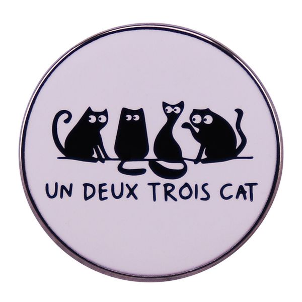 

un deux trois cat badge funny four cat design badge, Blue