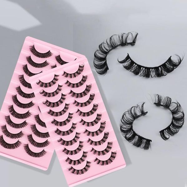 

False Eyelashes 10Pairs Russian Strip Lashes Curl Faux 3D Mink Reusable Fluffy Eextensions LashesFalse