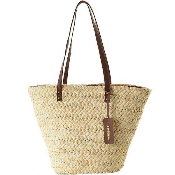 

shopping bags rattan japanese straw women's single shoulder beach 220322