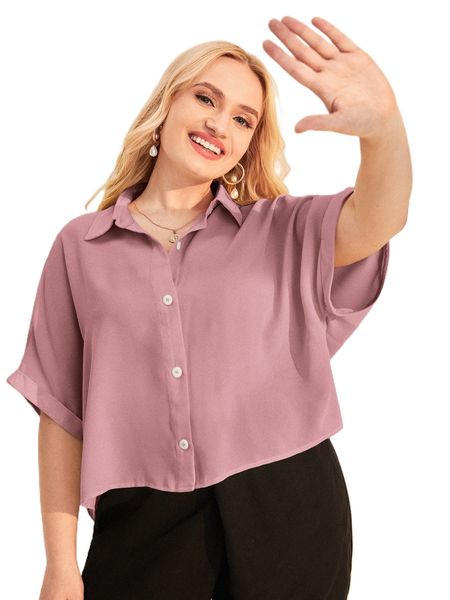 

plus batwing sleeve solid shirt t5mp#, Black