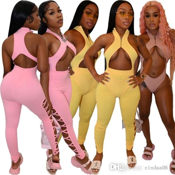 

designer womens swimwear tight tie sports swimsuit jumpsuit hollow out two piece pants suit, White;black