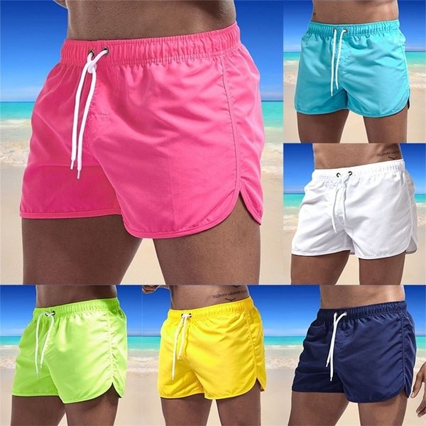 

summer mens swimwear shorts beachwear swim trunks men swimsuit low waist breathable beach wear surf 220611, White;black
