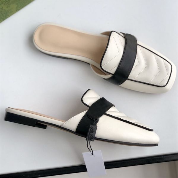 

2022 new sandals and women's shoes fashion flat shoes brand design joker classic solid color party banquet word belt, Black