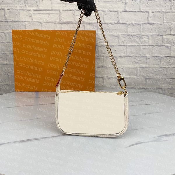 

white checker clutch bags mini pochette accessories sold with box coated canvas women's purses