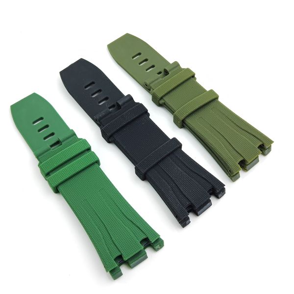 

30mm rubber strap for ap roay oak offshore 44mm models, Black;brown