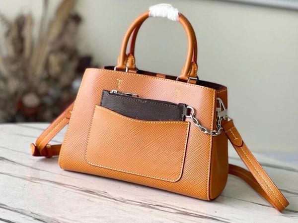 

realfine bags 5a m59953 25cm marelle bb tote brown epi leather shoulder handbags purse for women with dust bag