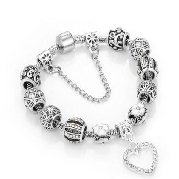 

charm beads bracelets 925 silver fit for bracelet loveheart pendant bangle charm fourleaf clover bead as gift diy women jewelry219z, Golden;silver