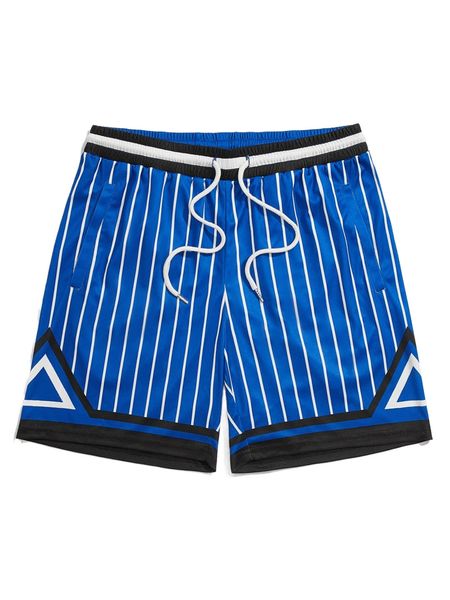 

men striped & geo print drawstring waist shorts r9wy#, White;black
