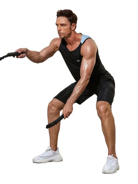 

men contrast panel sports tank v3kk#, White;black