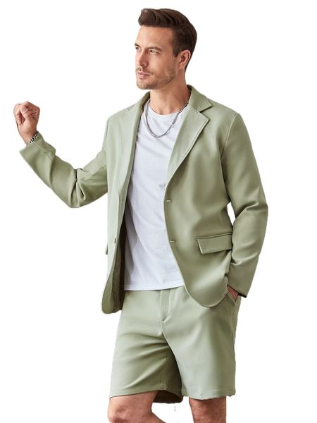 

men single breasted blazer & tailored shorts without tee o51t#, White;black