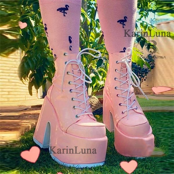 

brand design cool block great quality big size 43 gothic style platform fashion casual cosy woman shoes ankle boots 220815, Black