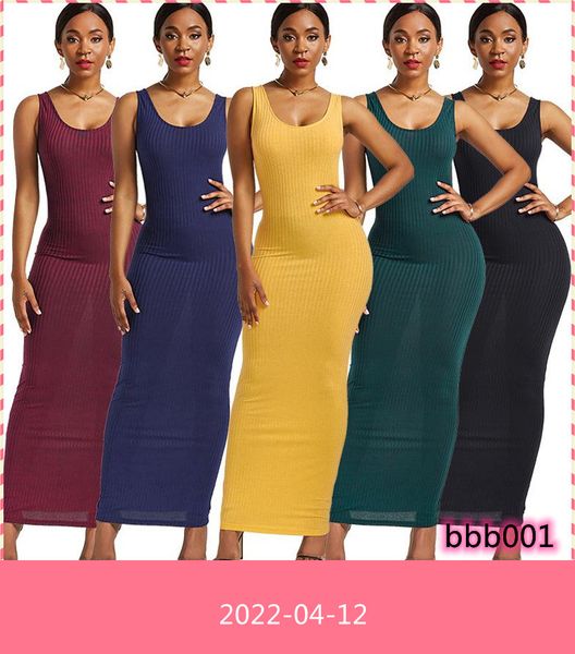 

casual dresses women tank dress knitted cotton skinny robe sleeveless solid color slim maxi stretch plus size clothing, Black;gray