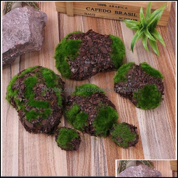 Flores decorativas grinaldas festas de festa festiva jardim de 6pcs/embalagem rock falso verde espuma de pedra de pedra de flor artificial lasca de madeira micro