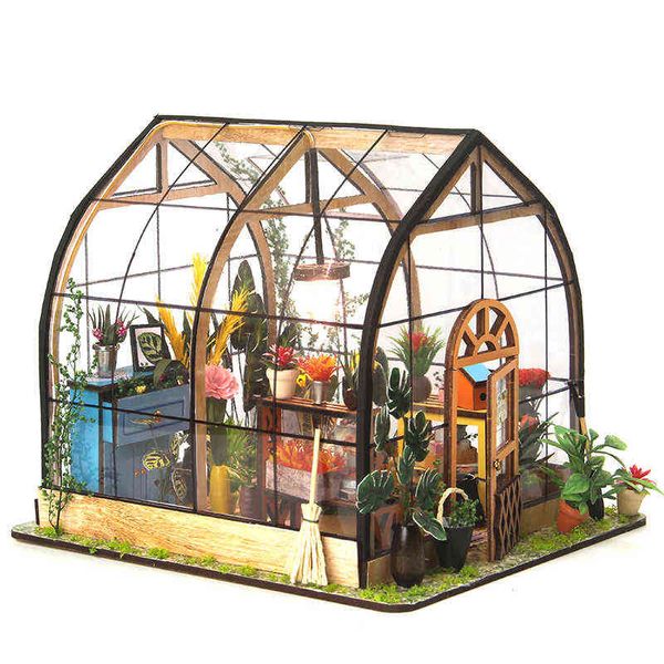 Nuovo kit casa fai da te casa delle bambole in miniatura mobili da giardino edificio modello camera scatola casa delle bambole in legno per giocattoli regali di Natale