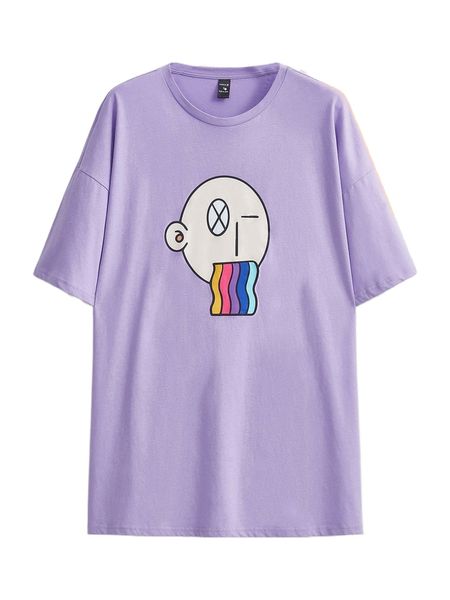 

x diamondtownheads cartoon graphic drop shoulder tee 993s#, White