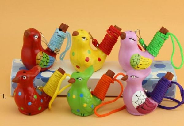 Handgefertigte Keramikpfeife Niedlicher Stil Vogelform Kind Partybevorzugung Geschenk Neuheit Vintage Design Wasser Ocarina für Kinder Spielzeug BBA13428