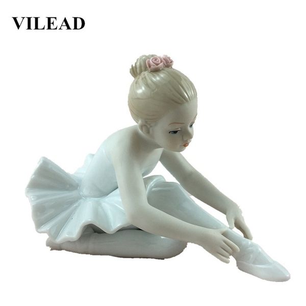 Vilead Ceramic Ballet Girl Figuras Doll Room Acessórios para decoração de casa Quarto de trabalho Presentes criativos Figuras do jardim T200331