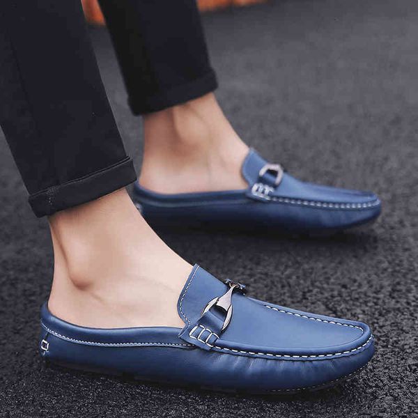 

dress shoes lofer man half for men formal mens loafers leather male business fashion casual light driving flat bscy k50u, Black