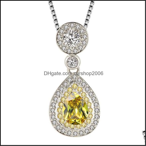 

pendant necklaces citrine necklace charm jewelry gold color chain gemstone wedding for women girls gift crystals carshop2 carshop2006 dhbkb, Silver