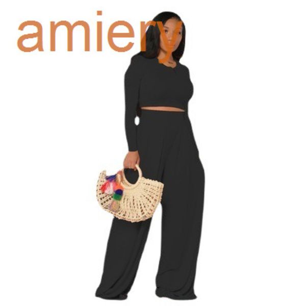 

2022 plus size women's two piece pants set fashion long sleeve casual wide leg pants set black 3xl, Gray