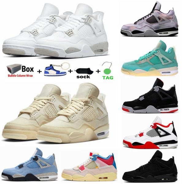 

quality jumpman 4s 4 basketball shoes university blue white oero shimmer black cat lightning union fire red bred pure money purple green sne