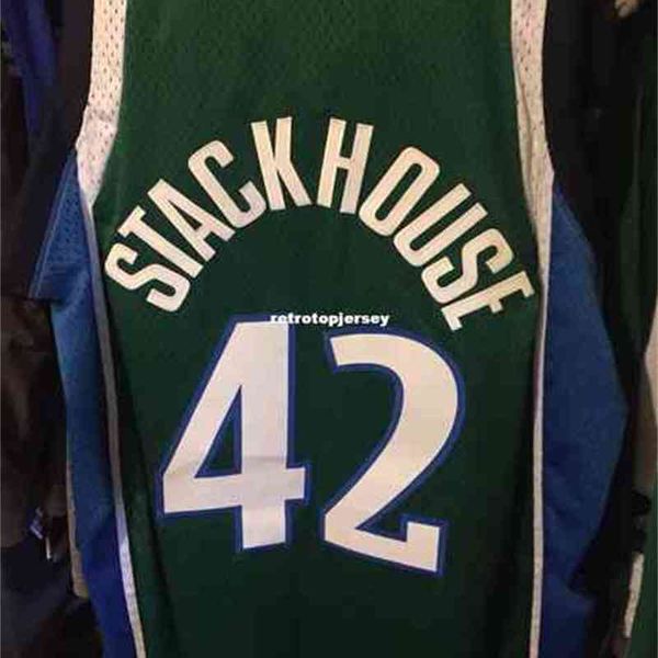 Großhandel Jerry Stackhouse Jersey genähte Männer Ad #42 Weste genähte Basketball-Trikots