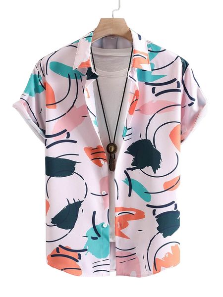 

romwe guys allover print shirt without tee 24sh#, White;black