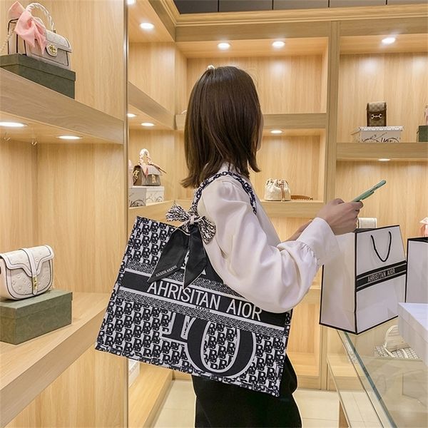 

fashion texture large capacity canvas new ins fashion one tote commuter portable women's purses outlet online