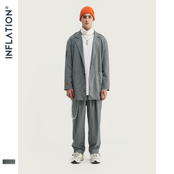 Chegada de inflação Homens de luxo Blazer Fit Fit Fashion Men Men Suit Grey Check Terno Masculino Blazers Men Streetwear 201106