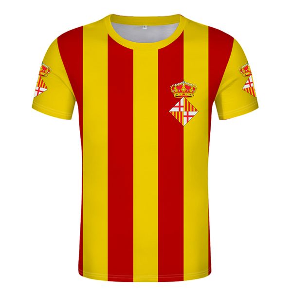 

spain flag of barcelona t-shirt custom name catalonia shirt spain university of barcelona t-shirt print po clothes 220607, Black