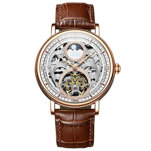 

designer men's style watch automatic mechanical stainless steel mens waterproof log magnifier orologio di lusso gift, Slivery;brown