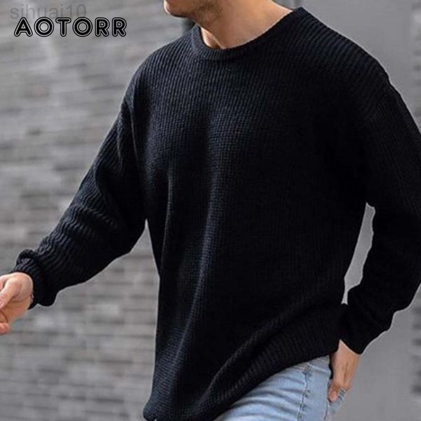 

2022 mens sweater autumn winter new fashion round neck pullover men casual loose sweaters knitted sweater long sleeves l220801, White;black
