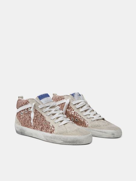 

couples casual shoes designer luxury version mid-star sneakers with pink-gold glitter italian retro handmade genuine leather small dirty sho, Black