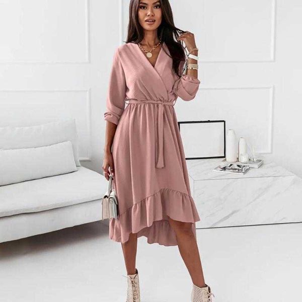 

casual dresses fashion v neck long sleeve green midi dress women 2023 fall clothes elegant office ladies for woman robe femme, Black;gray