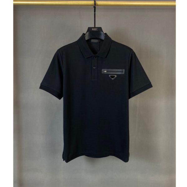 

european version mens polos brand p t shirts luxury designer t-shirts male minimalist triangle iron card classic commuter tees 7zqq, White;black