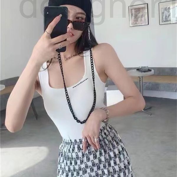 

women's tanks & camis designer aw22 summer new slim fit letter back hollowed out vest x9na, White