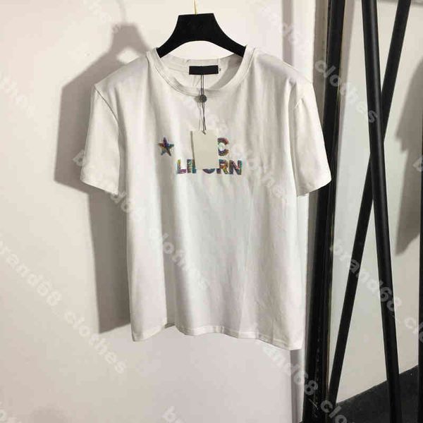 

fashion women shirt dresses summer cotton white t-shirt colorful shiny logo loose hip hop shirts tees ins star brand designer women clothes