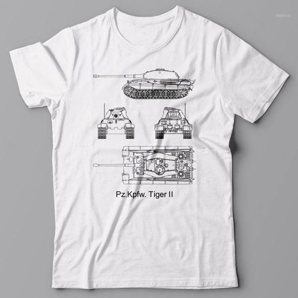 T-shirt dos homens 2022 Camisetas Tanque de batalha KPFW Tiger II - T-shirt, Alemanha militar WWII, World of Tanks