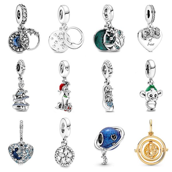 

logo design 925 silver pandents charms fit pandora bracelets necklaces women diy making fashion jewelry with original box, Black