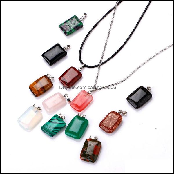 

pendant necklaces pendants jewelry natural stone rec necklace opal tigers eye quartz crystal chakra reiki healing pendum drop delivery 202, Silver