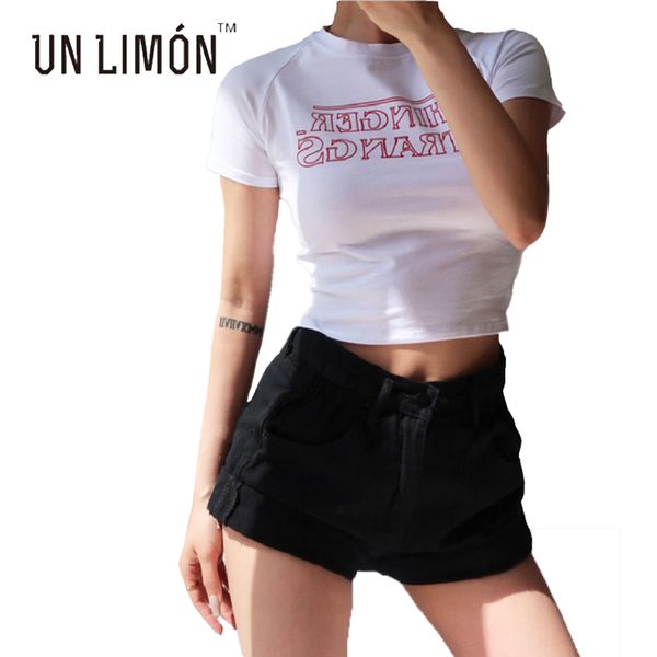 

unlimon women's t-shirt short sleeve round neck cropped tshirts nik women clothes summer outfits, White