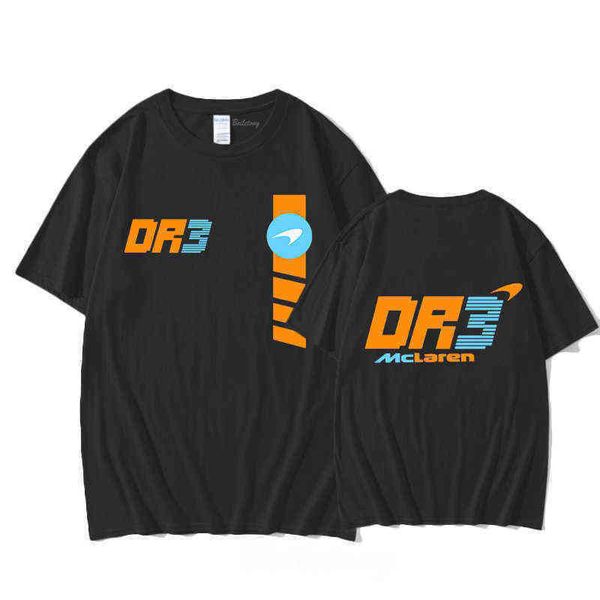

f1 tee daniel ricciardo3 mclaren 2022 new summer t-shirt male short sleeve oversized casual pure cotton eu size print 90s shirt, White;black