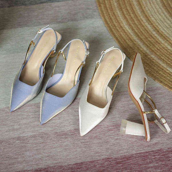 

fashion and simple baotou shoes women's shoes 2022 spring satin all-match high heels temperament round toe ladies sandals t220730, Black