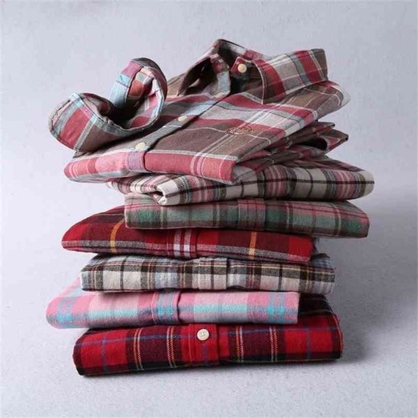 

fashion plaid shirt female college style womens blouses long sleeve thicken flannel shirt plus size ladies blouses 210401, White