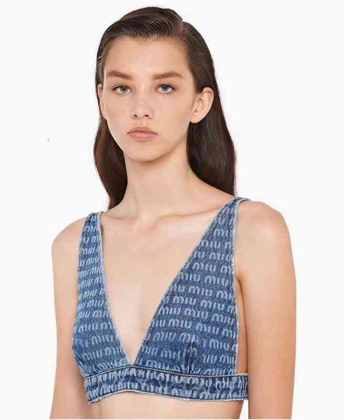 

women's tanks & camis miu spring letter printed denim vest, White