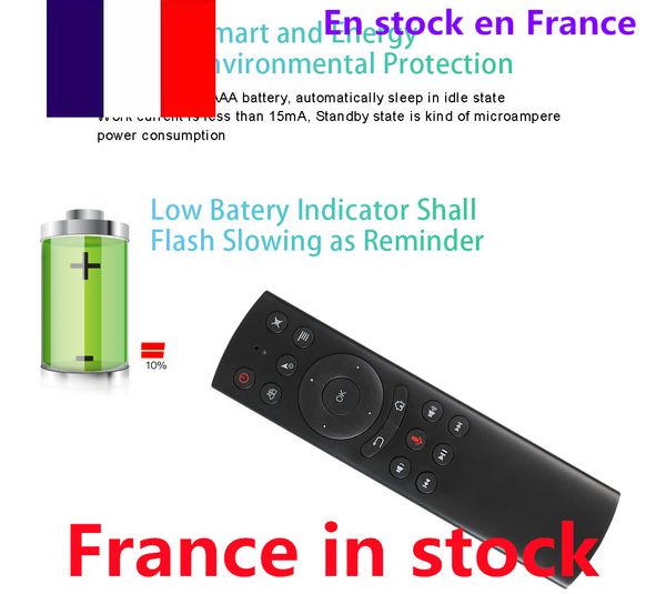 francia in stock 10 pz / lotto G20S 2.4G Tastiera Wireless Air Mouse combo Gyro Voice Sensing Per PC Android TV Box computer