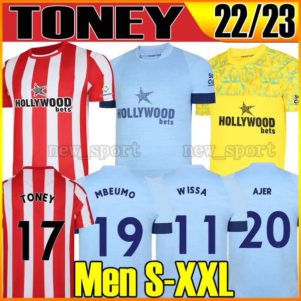 

22 23 toney henry forss brentfords soccer jerseys 2022 2023 canos jensen thompson pinnock away jansson mbeumo ajer jorgensen fosu baptiste j, Black;yellow