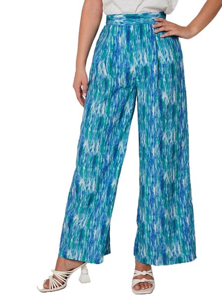

tie dye plicated detail wide leg pants s3i6#, Black;white